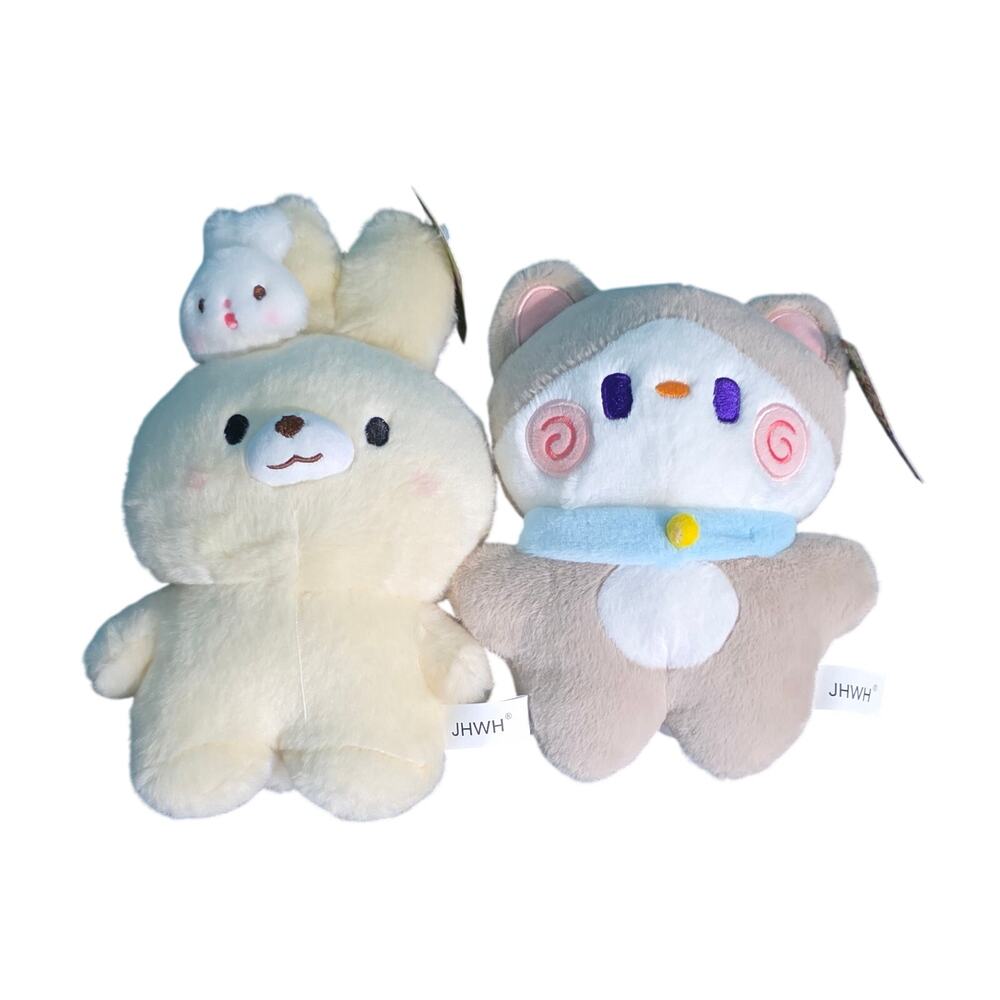 JHWH Plush‎ Lot of 2 Kawaii Style Cat & Rabbit Plush NWT